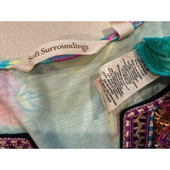 Soft Surroundings Samara Tunic Top Womens Medium Boho Floral Embroidered Sequin - Picture 4 of 8